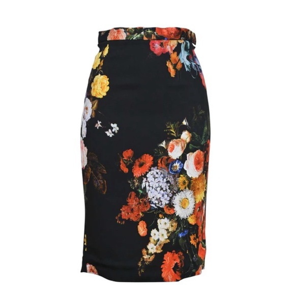 Dolce & Gabbana Floral Print Vintage 90s Y2K High Rise Back Slit Baroque Sz 38 - Picture 1 of 11